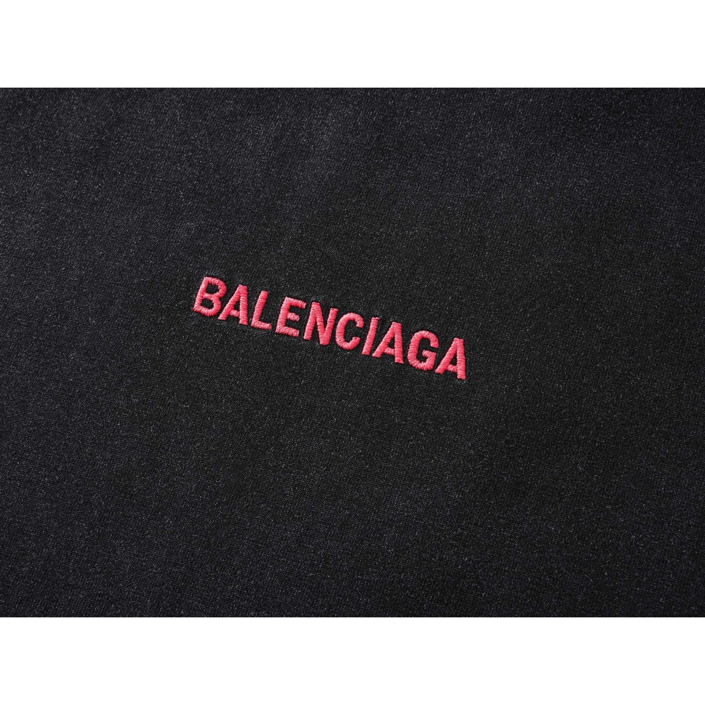 Balenciaga Logo Embroidered Washed Distressed T-shirt Black/Blue