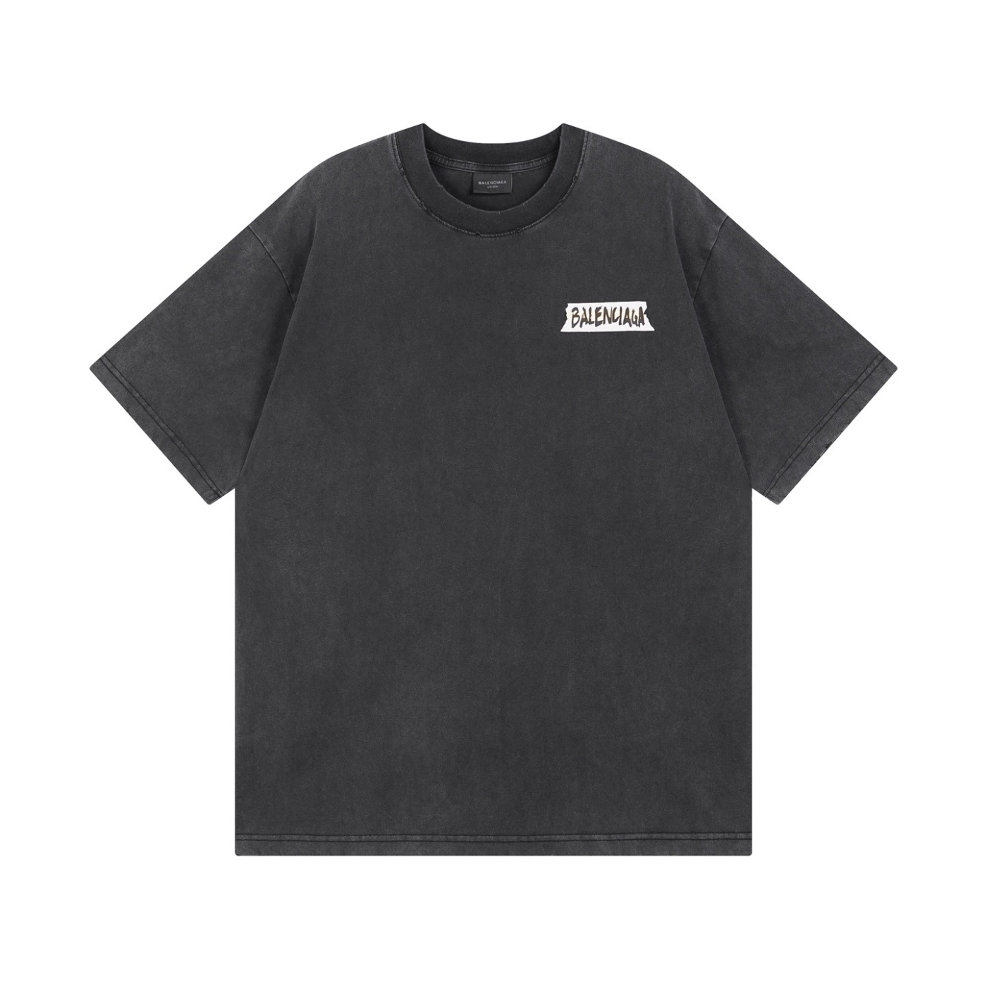 Balenciaga Masking Tape Printed Washed Distressed T-shirt Black/White/Olive Green