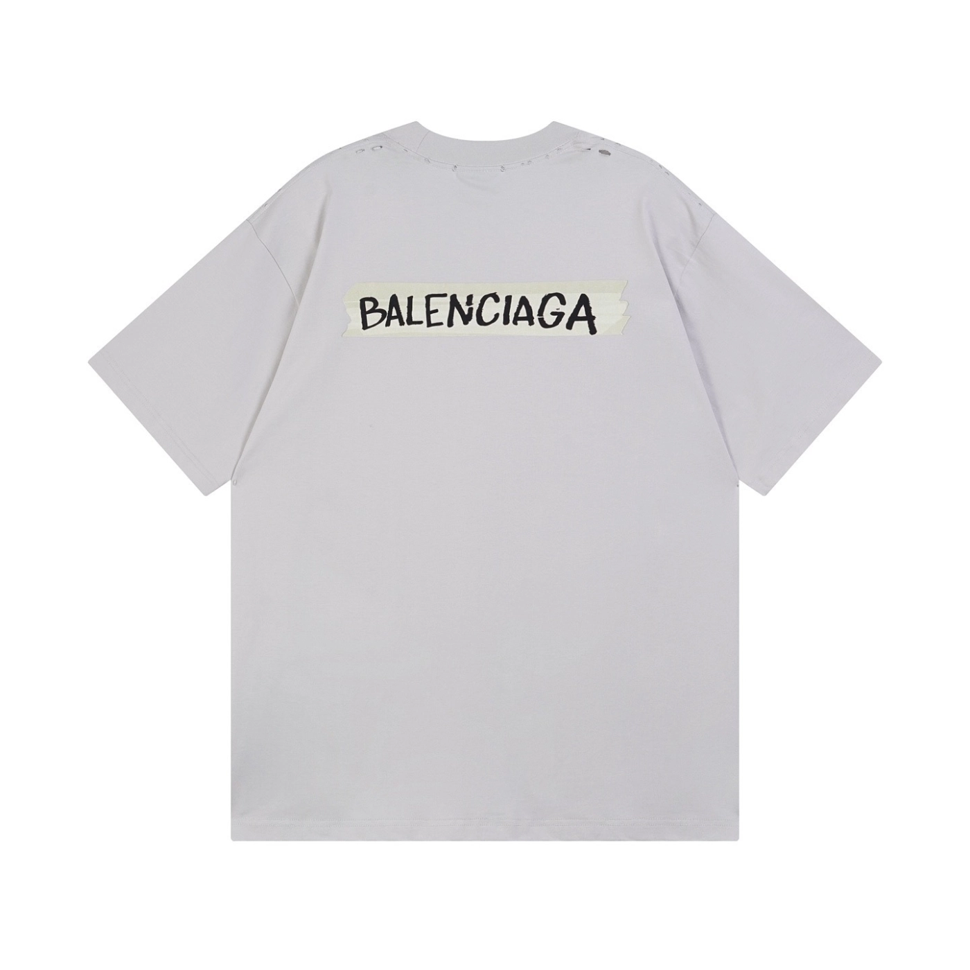 Balenciaga Masking Tape Printed Washed Distressed T-shirt Black/White/Olive Green