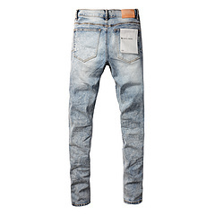 Amiri Bones Stacked Grey Hoodie + Purple Jeans baby blue 002