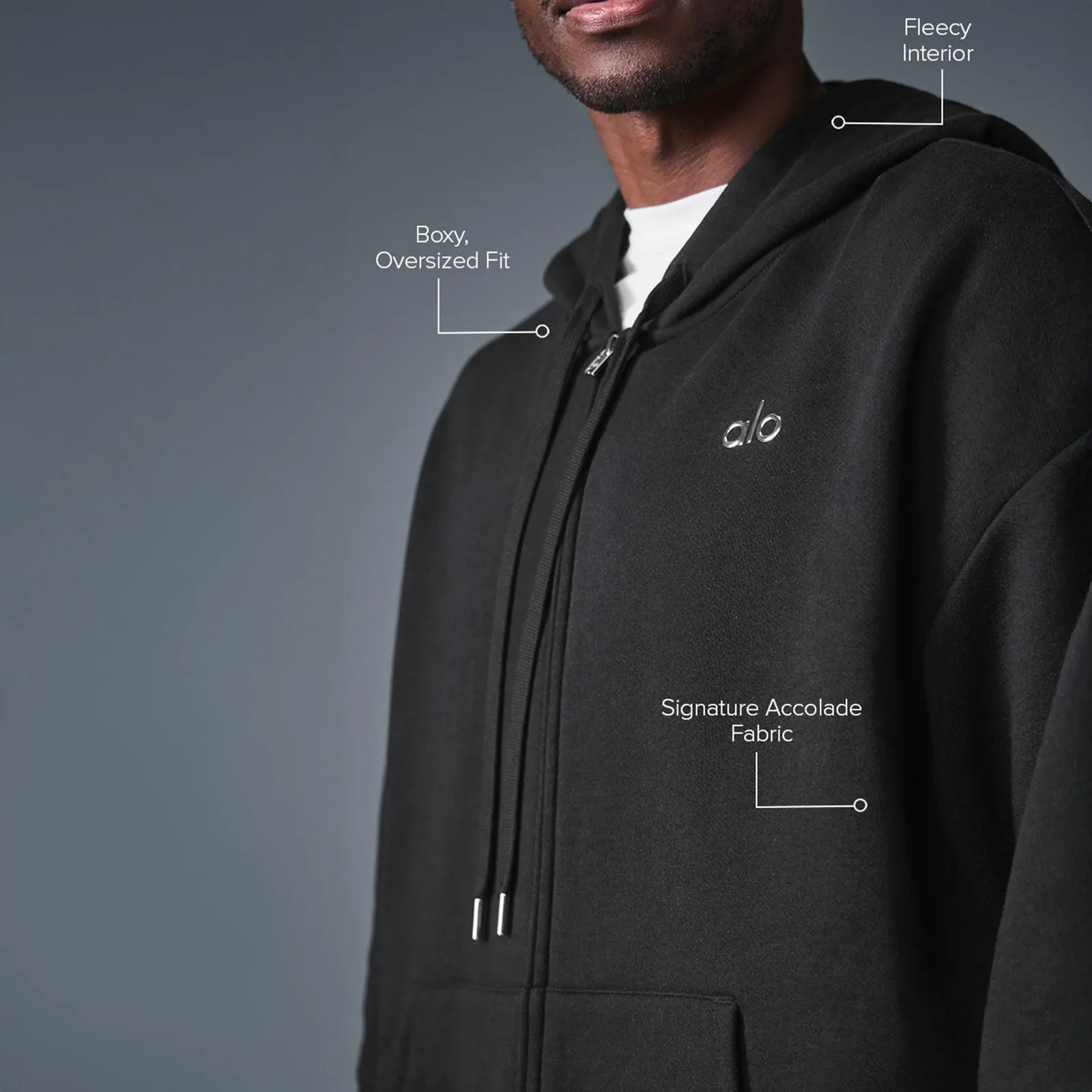 Alo Yoga Accolade Black Zip-Up Hoodie
