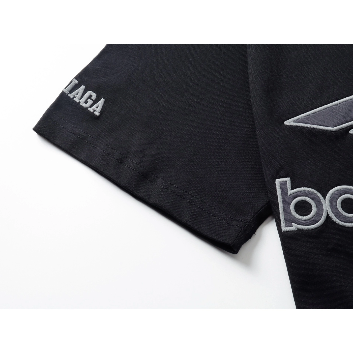Balenciaga 3B Silhouette Ribbed V-neck Printed T-shirt Black/Dark Blue/Gray