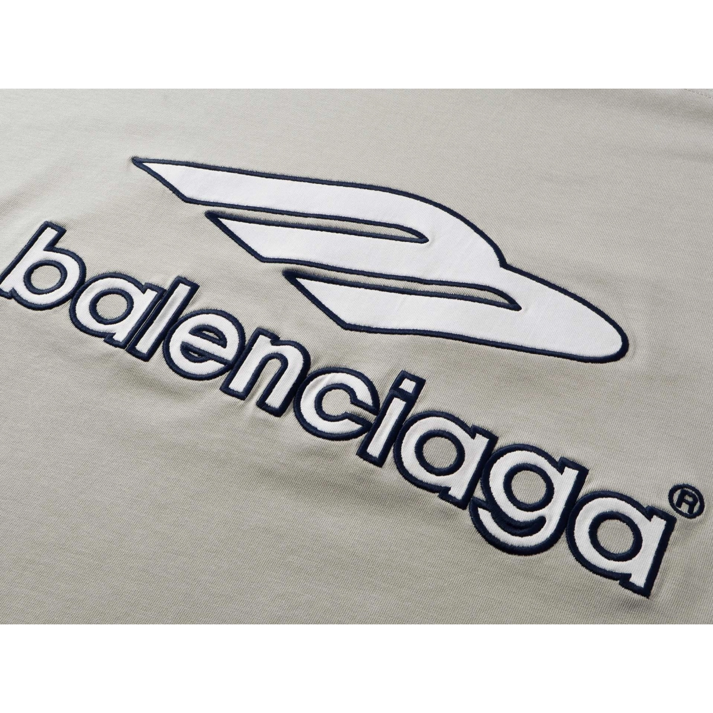 Balenciaga 3B Silhouette Ribbed V-neck Printed T-shirt Black/Dark Blue/Gray