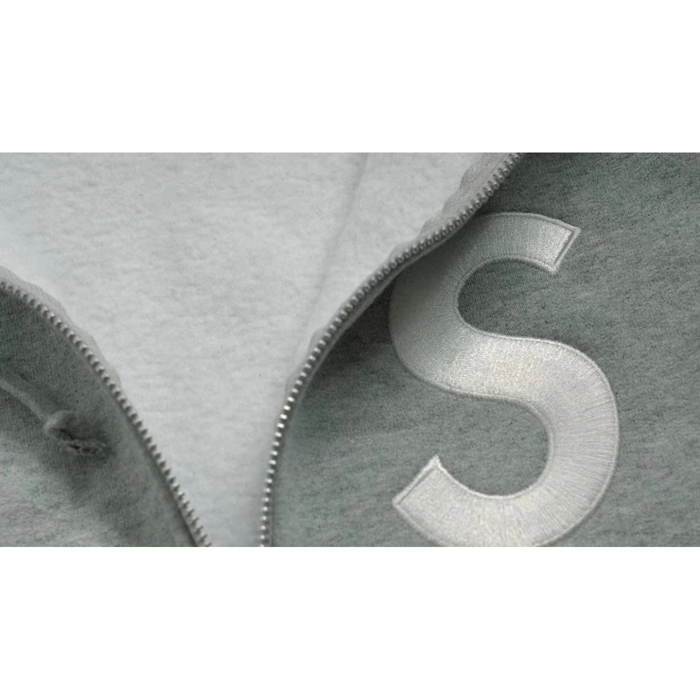 S Logo Embroidery Hoodie Grey