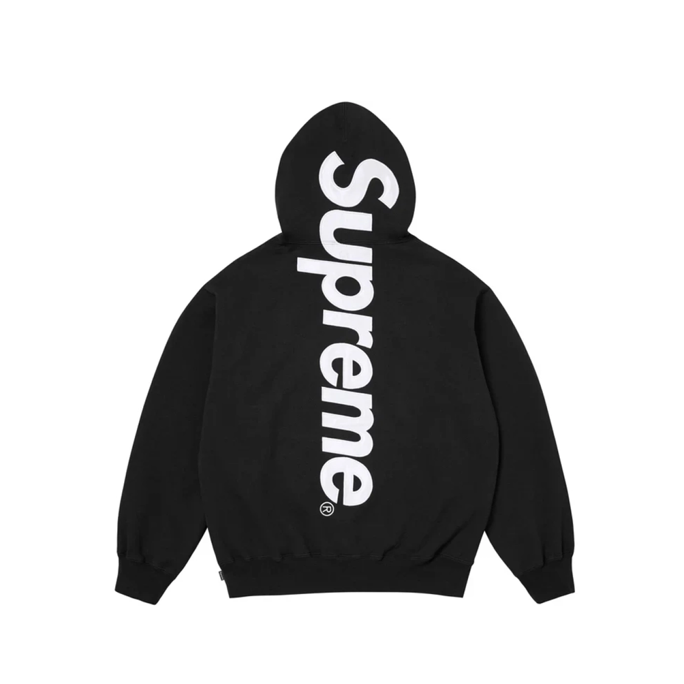 S Satin Applique Hooded Sweatshirt & Sweatpant Set Black