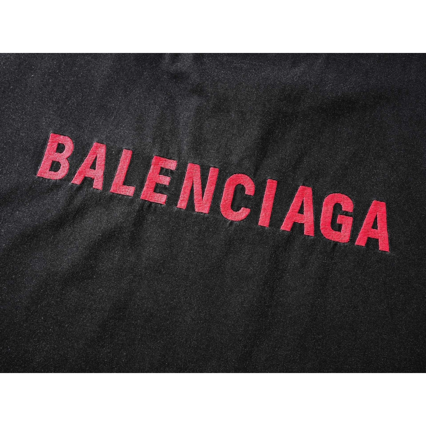 Balenciaga Logo Embroidered Washed Distressed T-shirt Black/Blue