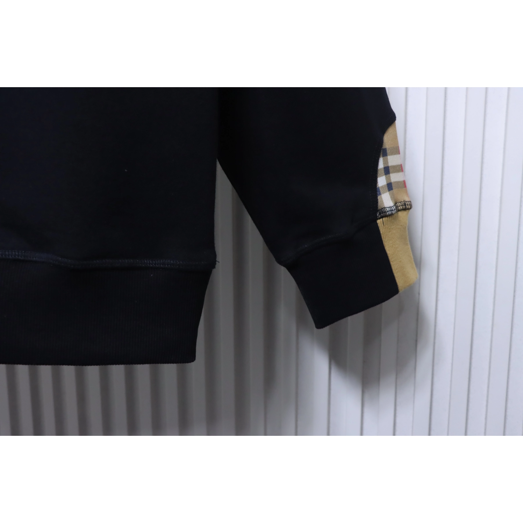 Burberry Check-Pocket Crewneck Sweatshirt Black