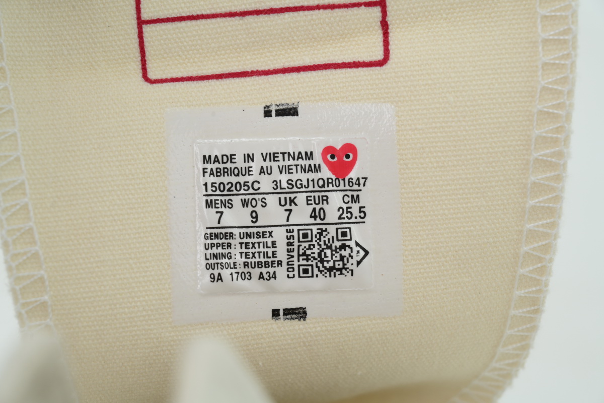 Comme des Garçons Play x Converse Chuck 70 High Milk 150205C
