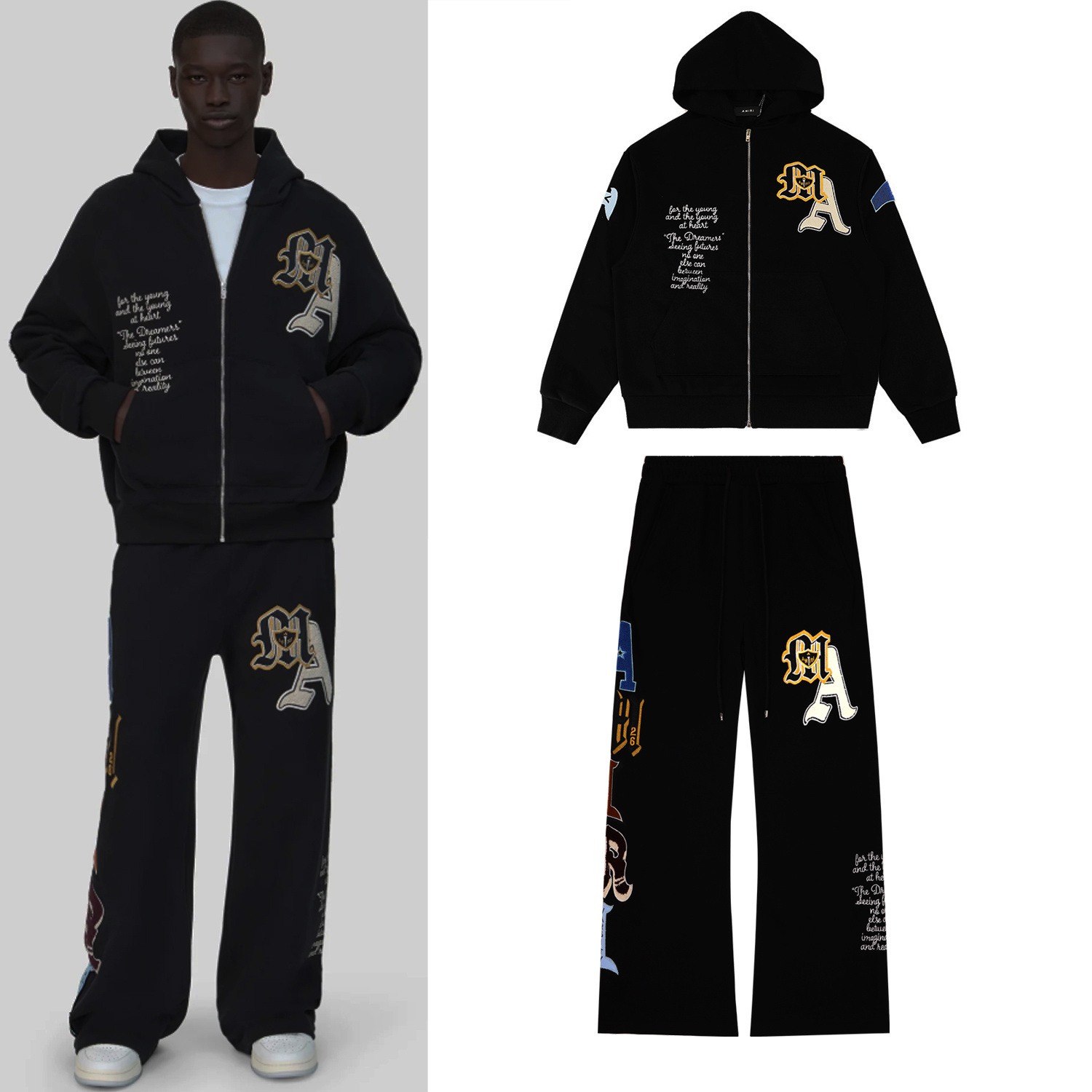 Amiri Varsity Patch Printed Sweatsuit Black