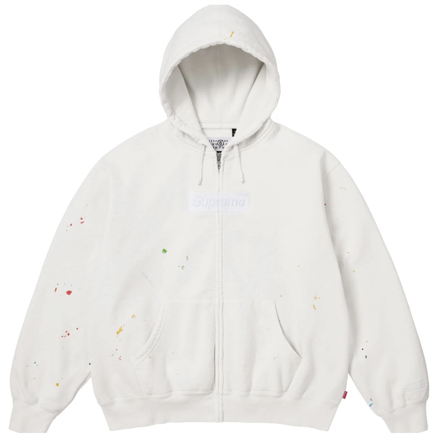 S x Maison Margiela M66 Embroidered Paint-Splatter Hoodies White