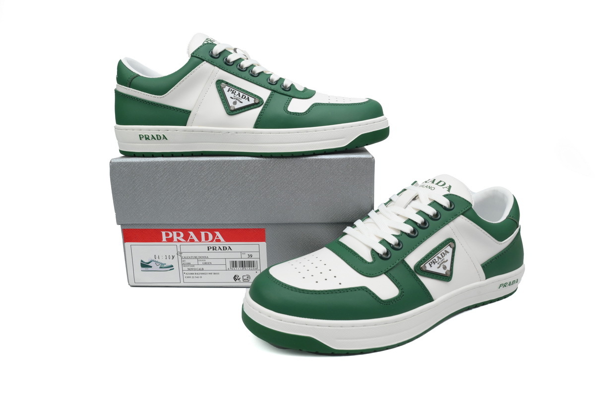 Prada Downtown Low Sneakers White Green
