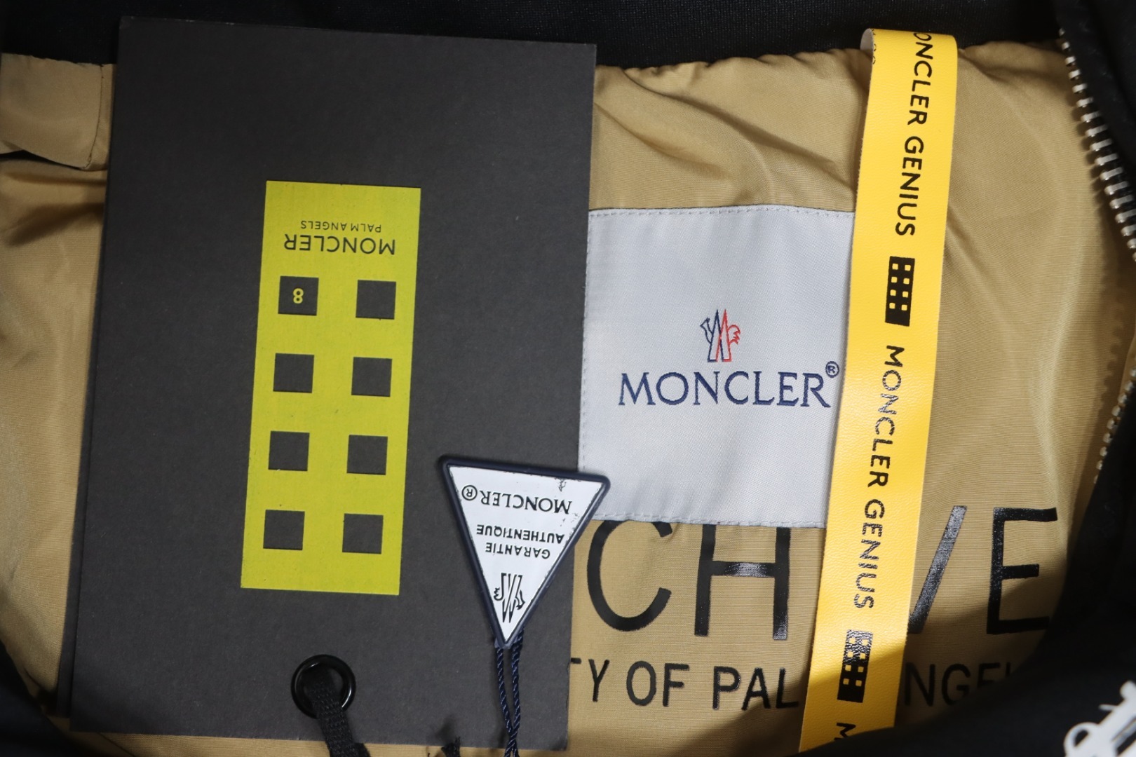 Moncler Palm Angels Striped Quilted Shell Down Jacket Black