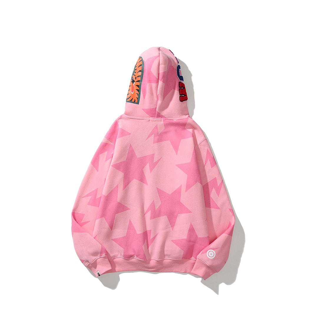 BAPE Hoodie Full Zip Shark Camo Head Black & Pink