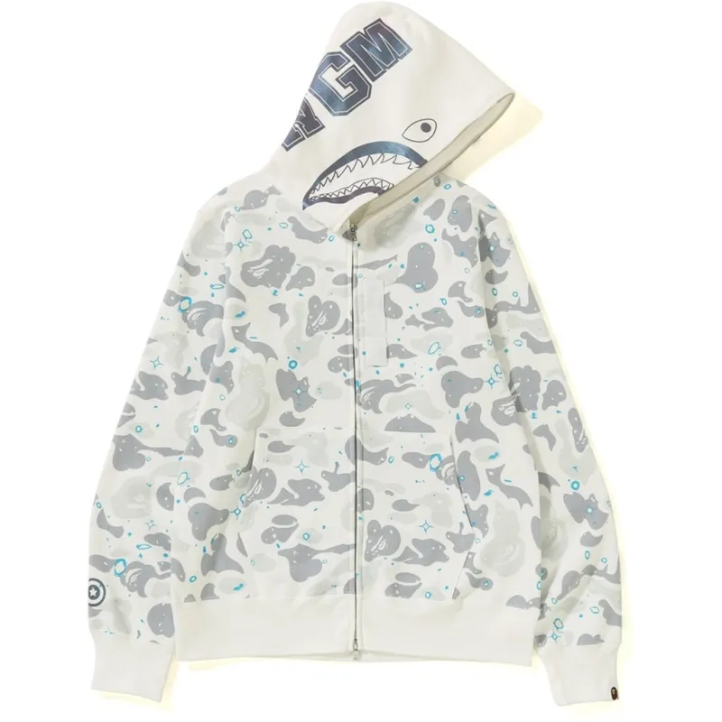 BAPE Space Camo Shark Full Zip Hoodie White