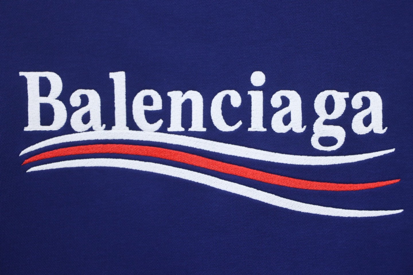 Balenciaga Campaign Logo Printed Crewneck Hoodie Navy