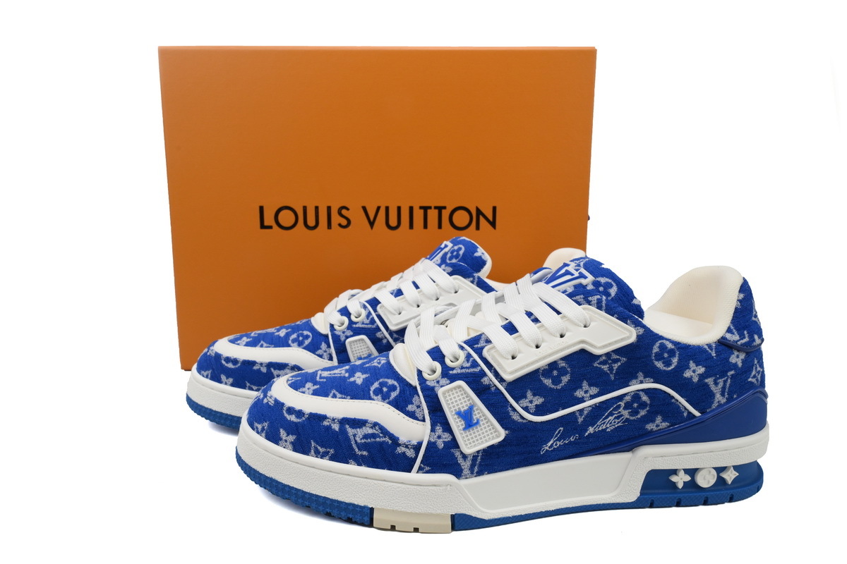 Louis Vuitton Trainer Blue Monogram Textileextile