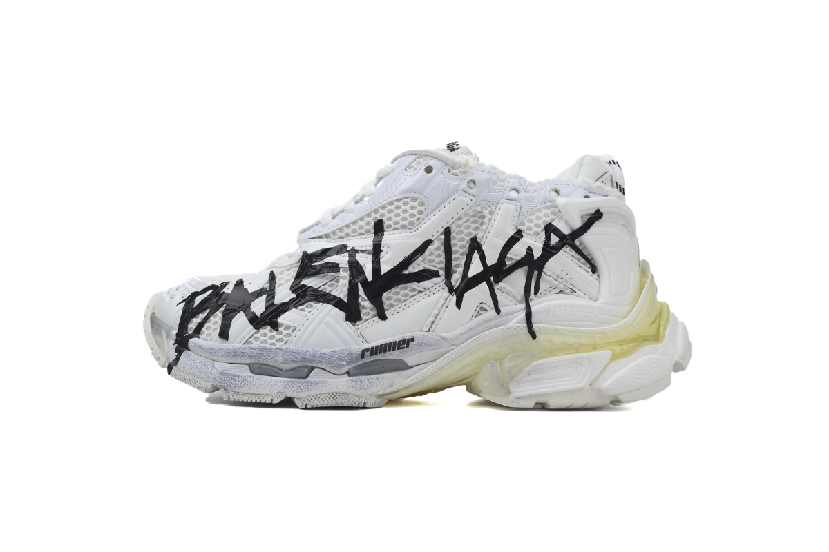 Balenciaga Runner White And Black Characters 677402 W3RBQ 9010