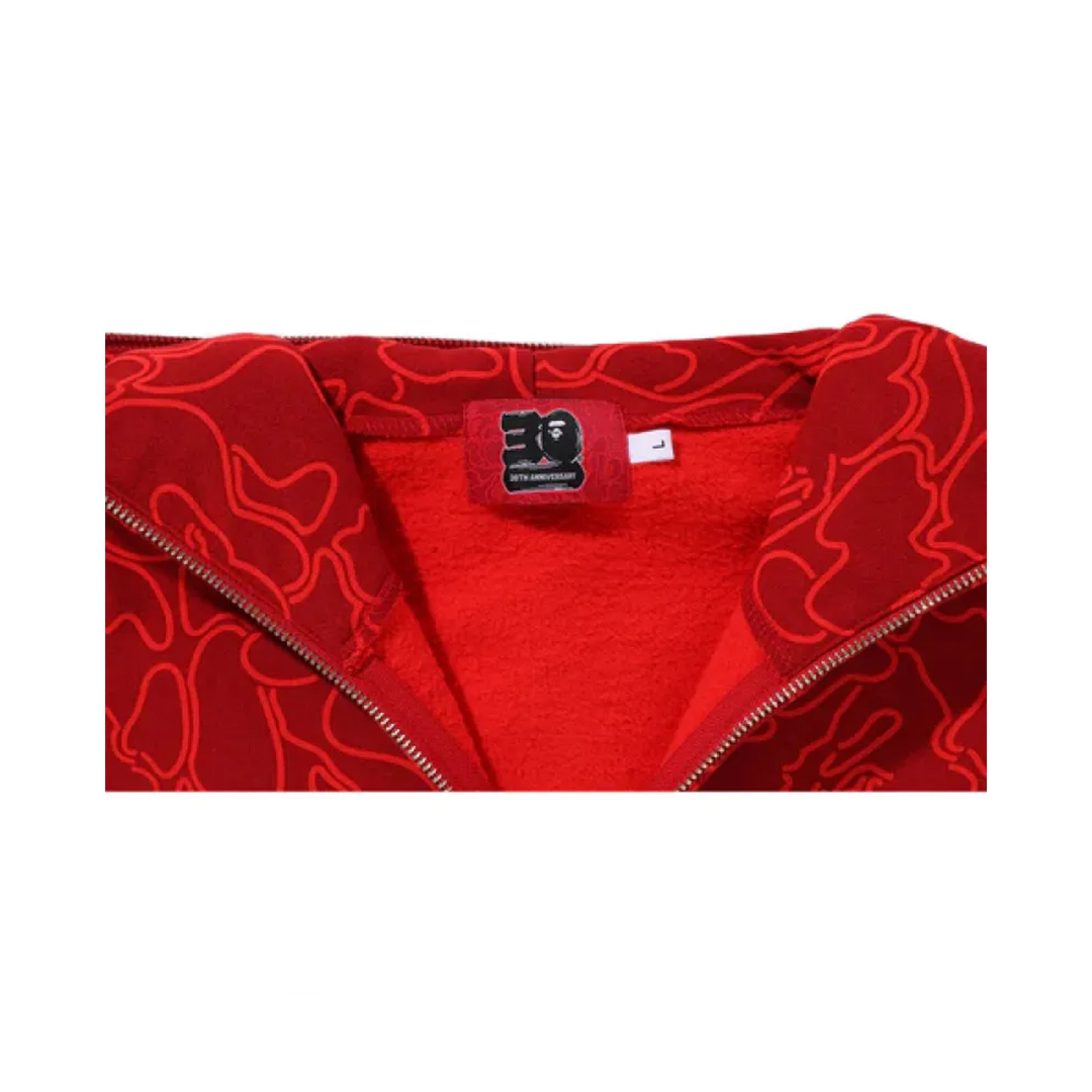 BAPE Camo Shark Full Zip Hoodie Red