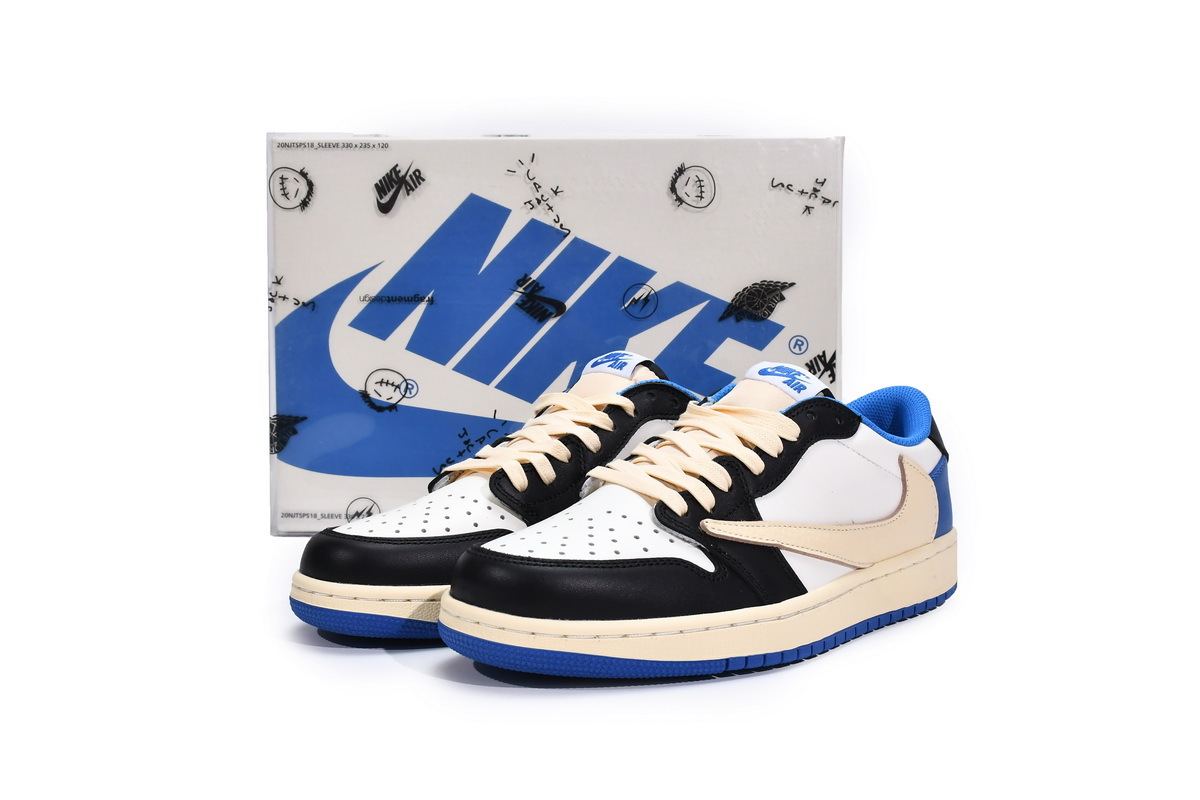 Travis Scott x Fragment Design x Air Jordan 1 Low Blue Black White DM7866-140