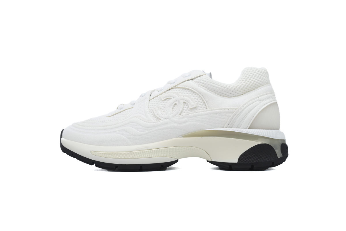 Chanel Fabric Laminated Low Top Sneakers White