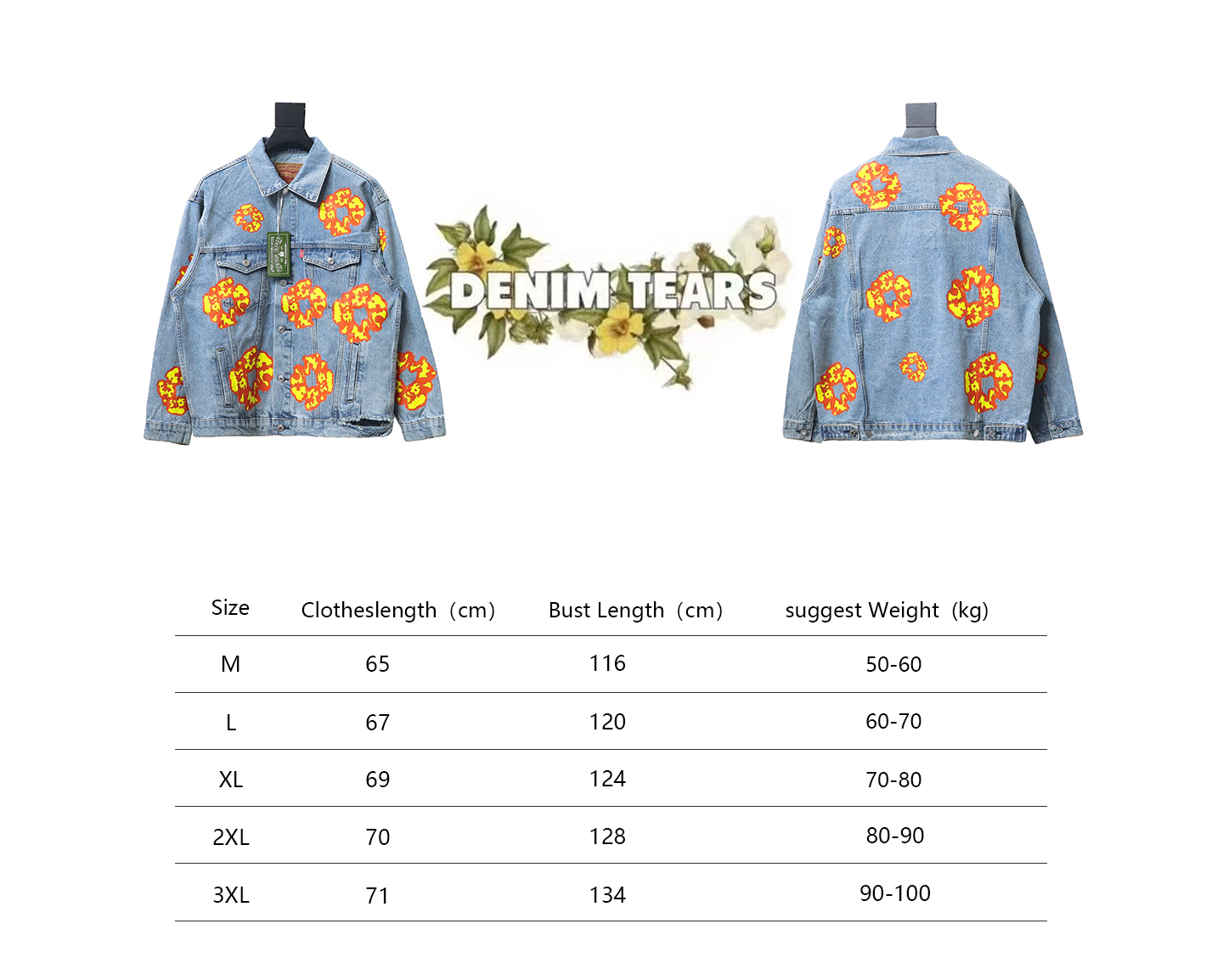 Denim Tears x Levi's Yellow Cotton Wreath light Wash Jacket Coat
