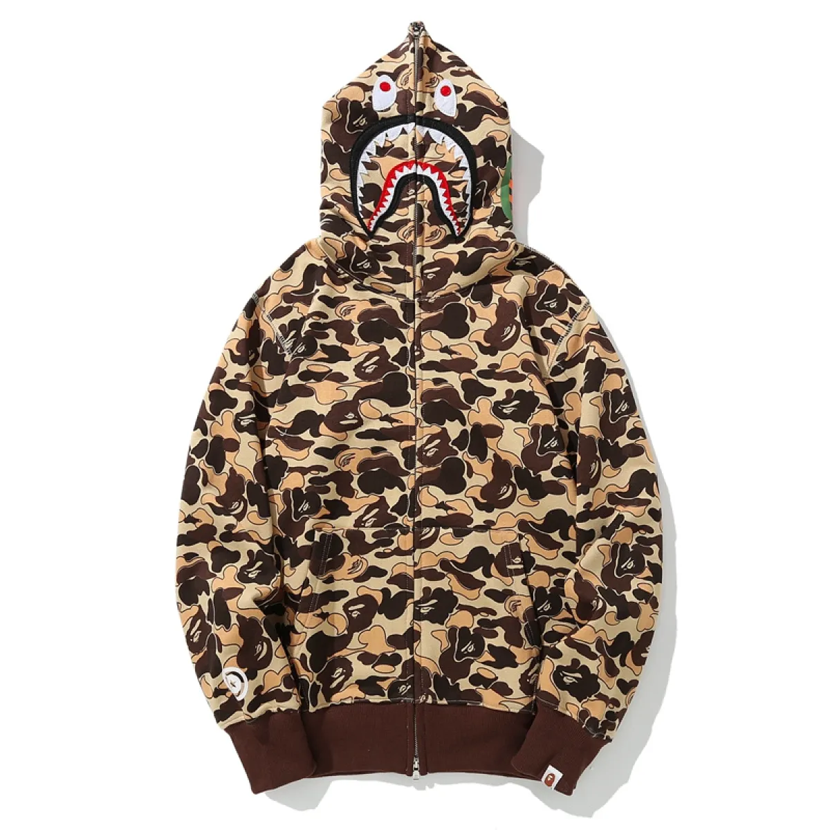 BAPE Cookie Camo 2 Shark Full Zip Hoodie Brown