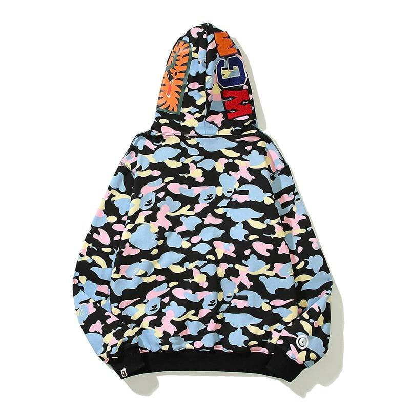 BAPE Camouflage Shark Head Hoodie Black & White
