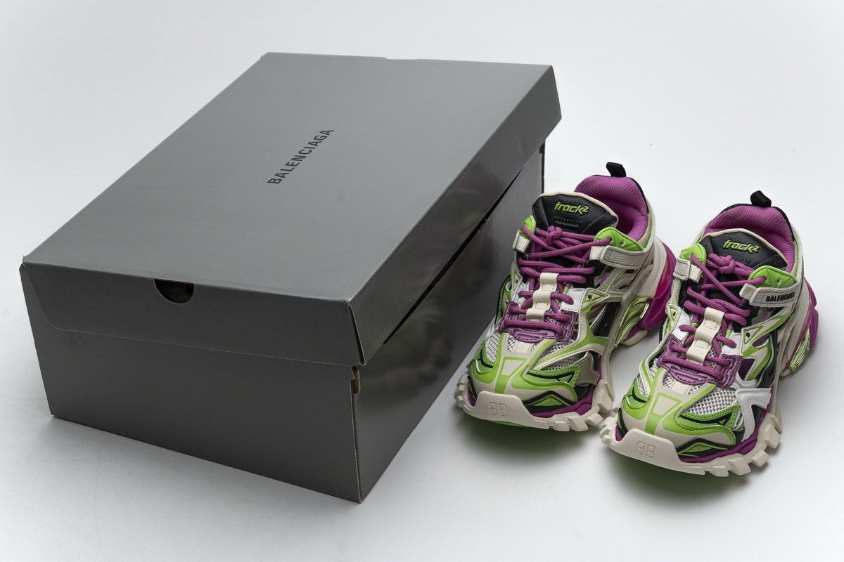 Balenciaga Track 2 Sneaker White Green Pink 568615 W2GN3 9199