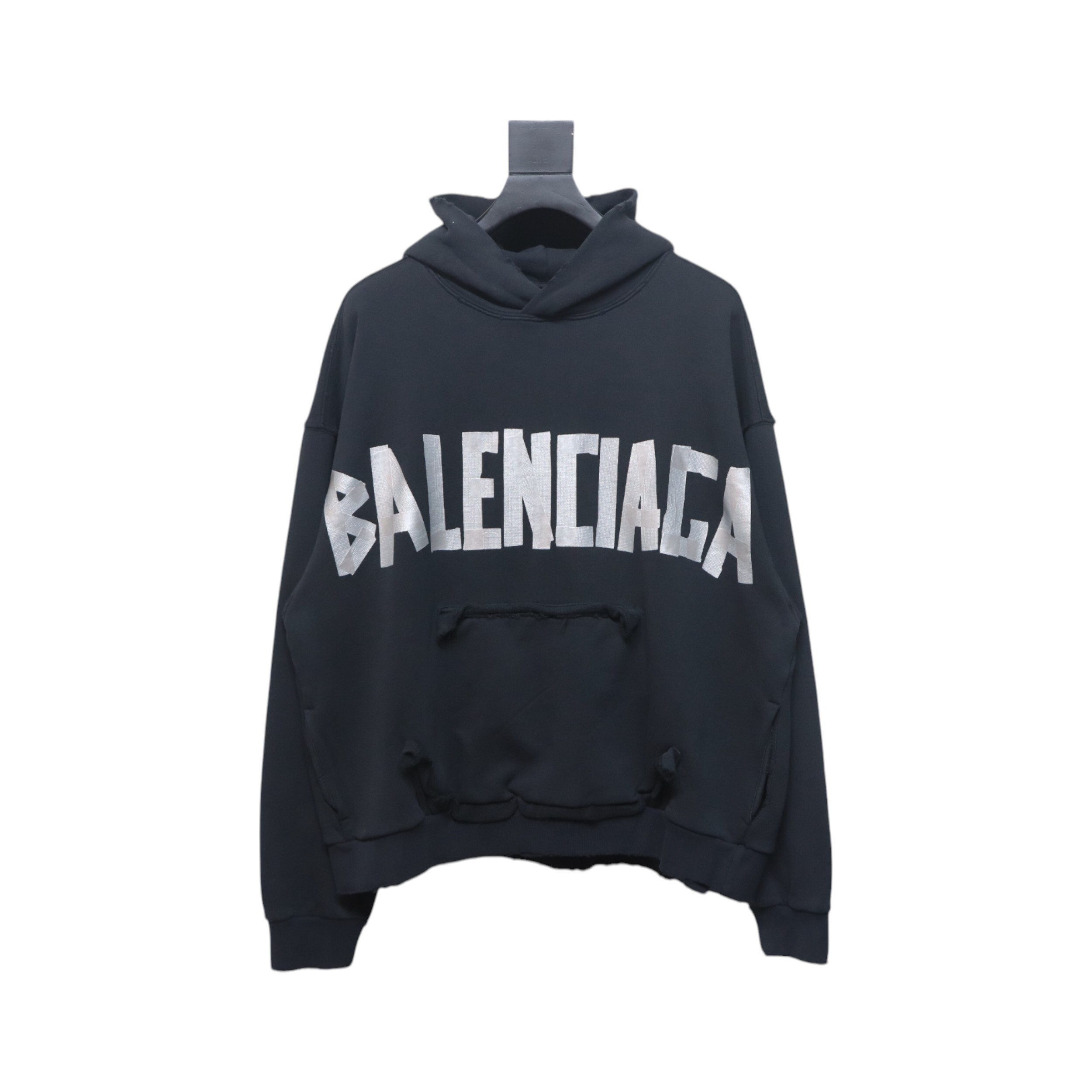 Balenciaga Logo Tape Type Hoodie Black