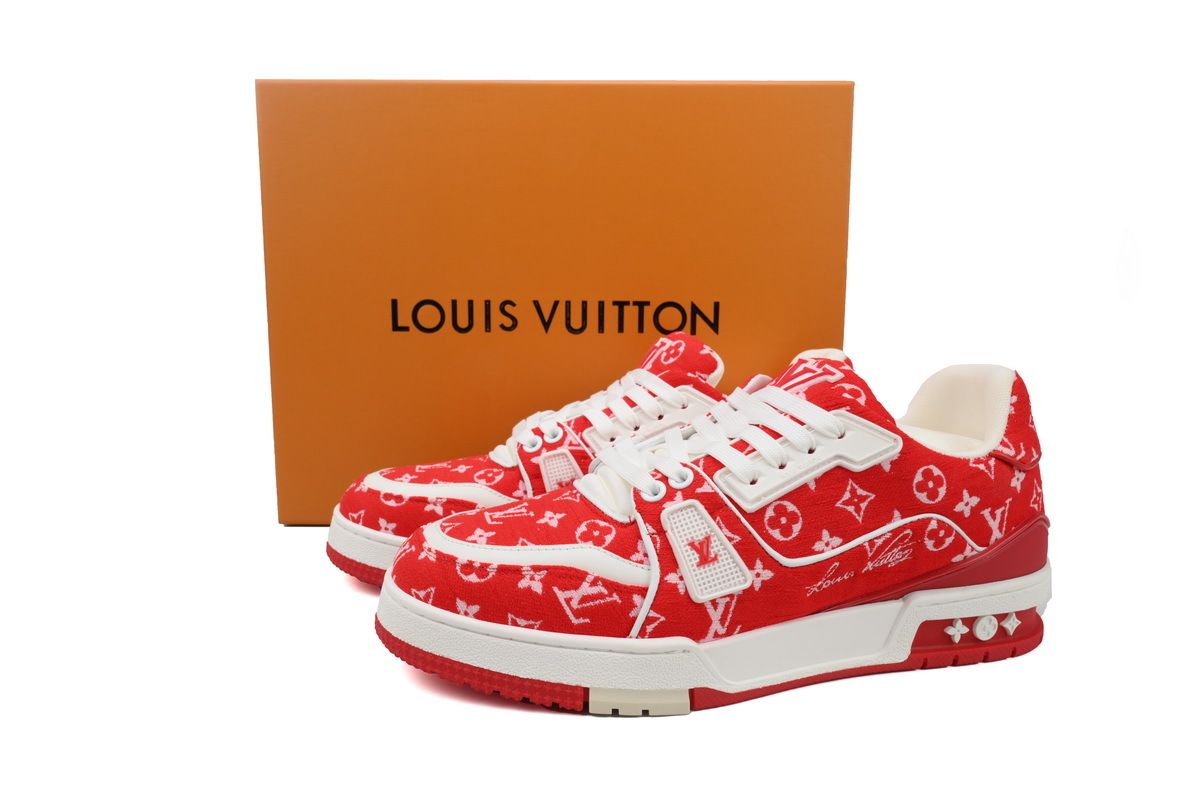 Louis Vuitton Trainer Red Monogram Textile