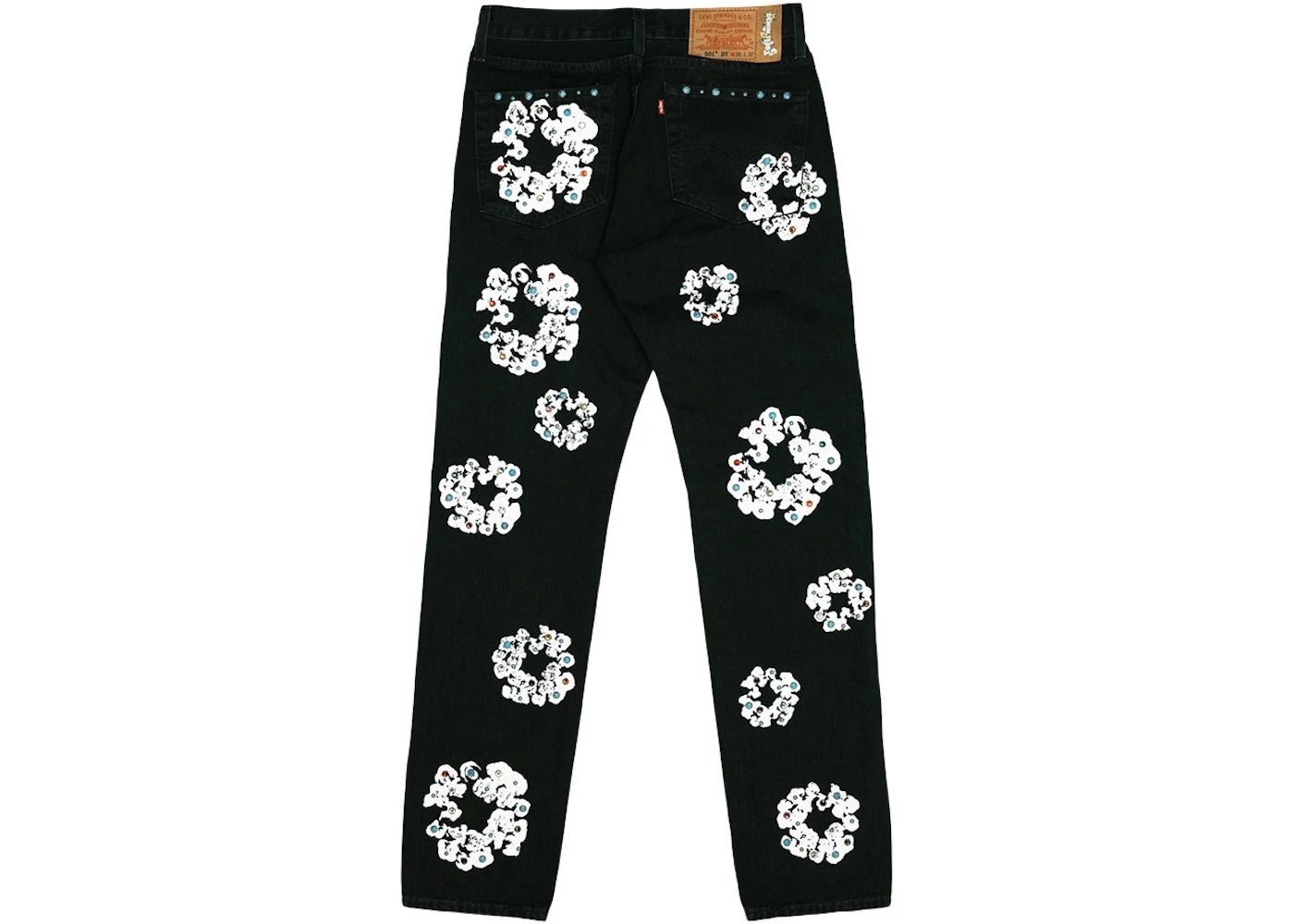 Denim Tears x Levi's 501 Cotton Rhinestone Wreath Jeans Black