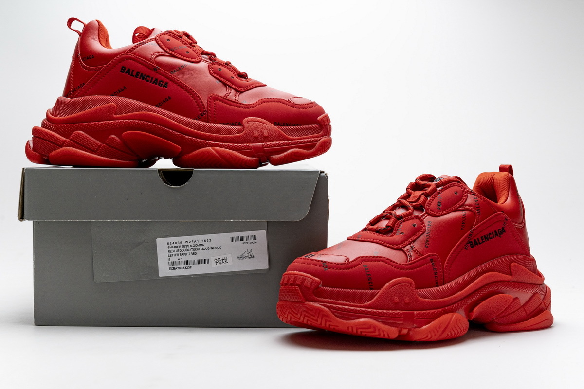 Balenciaga Triple S Letter Bright Red 524039 W2FA1 7632