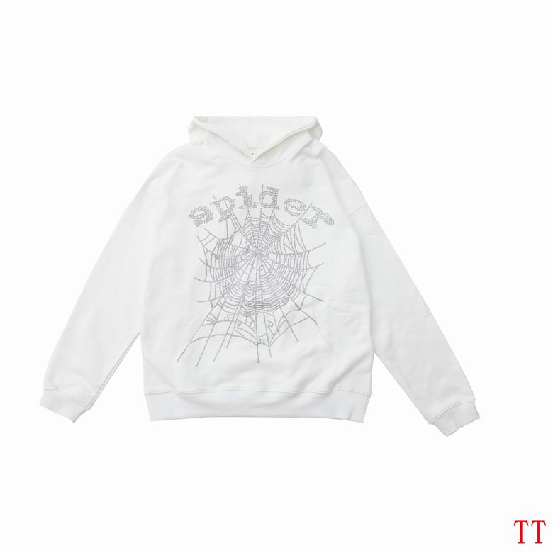 Sp5der OG Rhinestone Logo Hoodie Black White