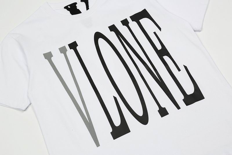 Vlone Shirt Reflective Letter Pattern Big V T-Shirt White