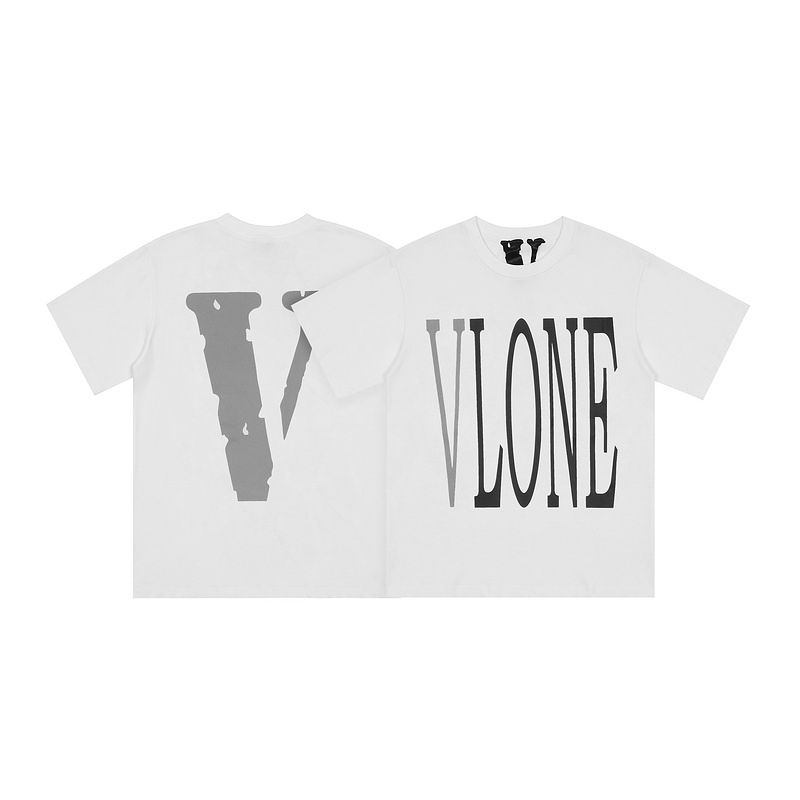 Vlone Shirt Reflective Letter Pattern Big V T-Shirt White