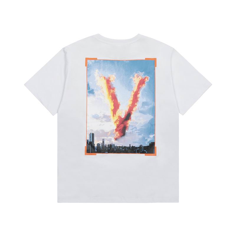 Vlone Shirt Clouds Pattern Big V T-Shirt White