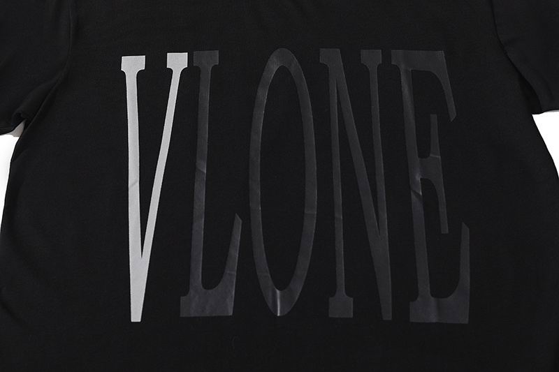 Vlone Shirt Reflective Letter Pattern Big V T-Shirt Black