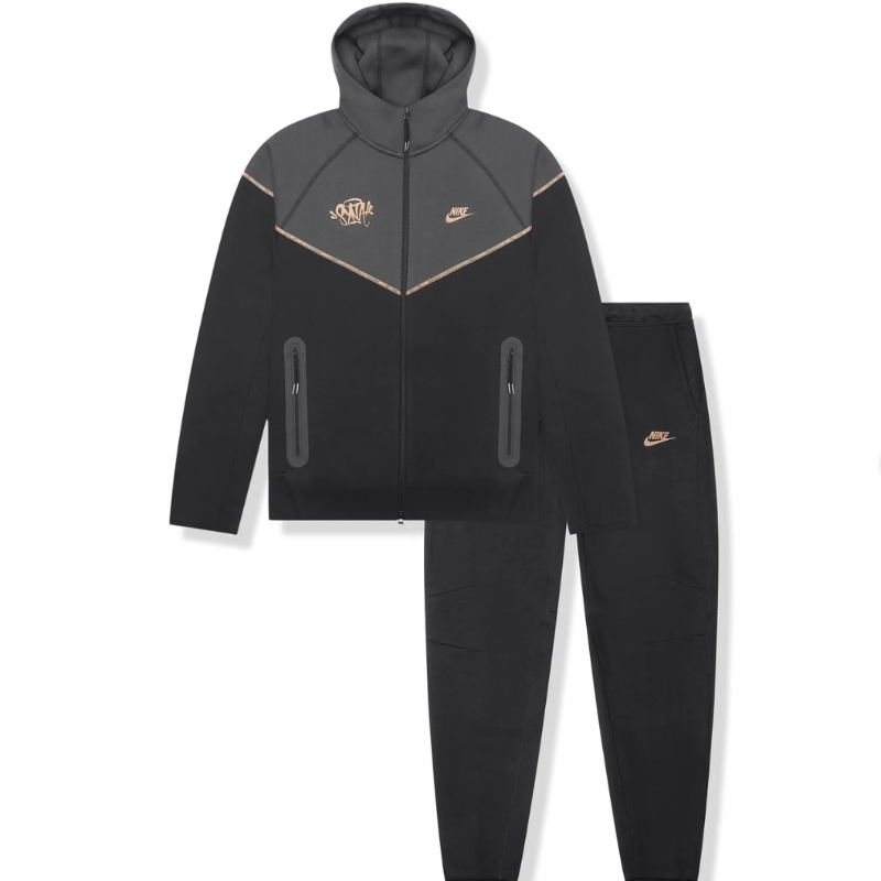 Nike Sportswear Tech Fleece Full Zip Reflective Details Set BlackMetallic Red Bronze