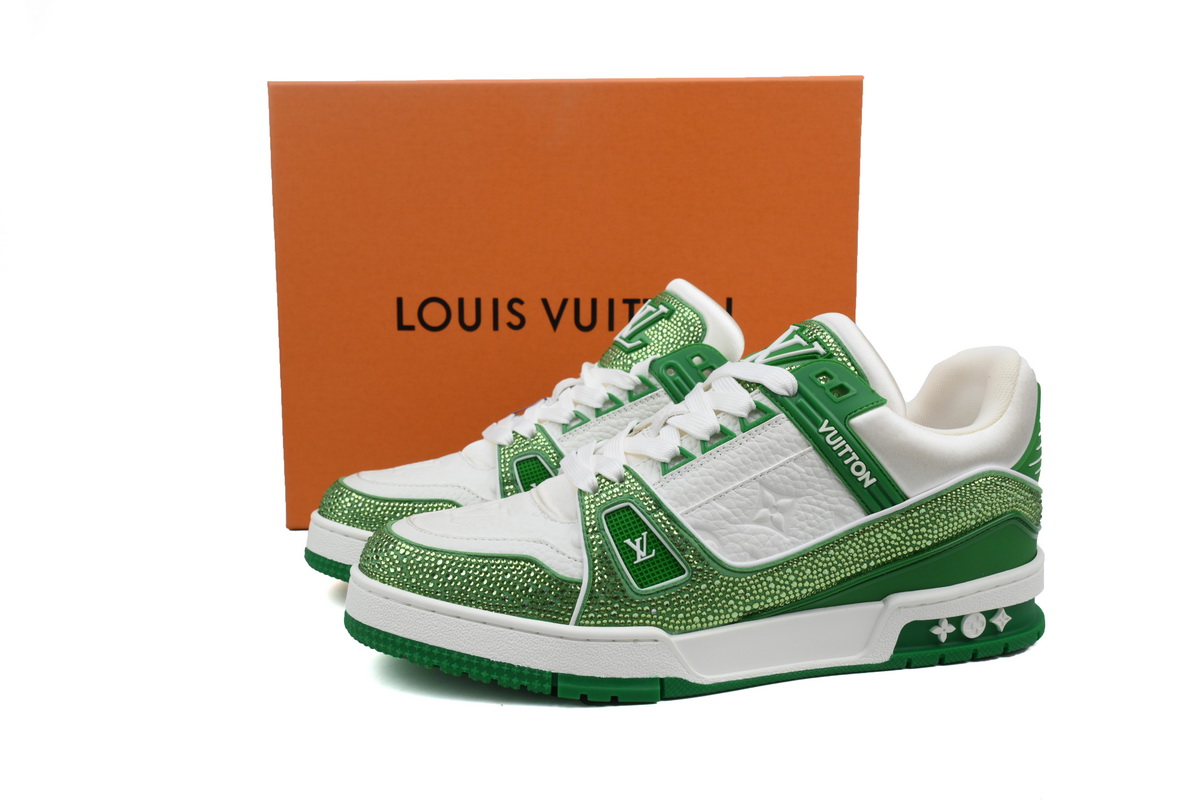 Louis Vuitton Trainer Green White Swarovski