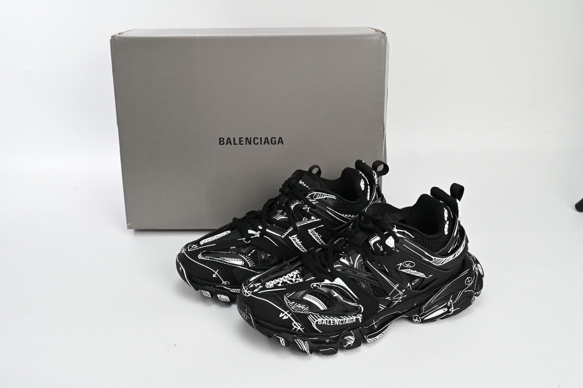 Balenciaga Track Black Black And White Painting 542023 W3SR2 2315