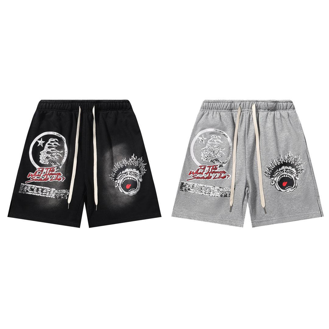 Hellstar Records Funny Smiley Face Shorts Black/Grey