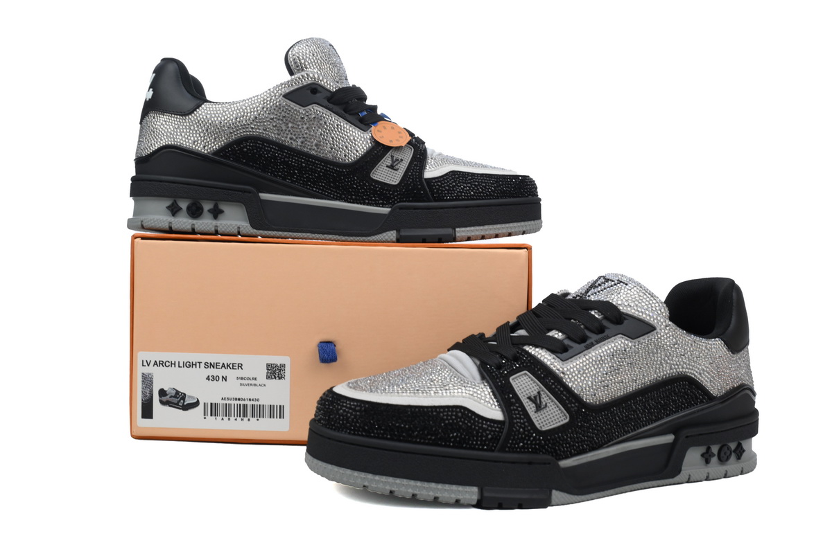 Louis Vuitton Trainer Black Silver Rhinestone