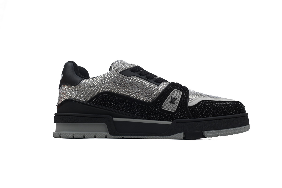 Louis Vuitton Trainer Black Silver Rhinestone