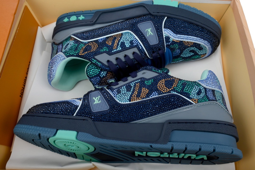 Louis Vuitton Trainer Marine Navy Blue Crystal 1AARGM