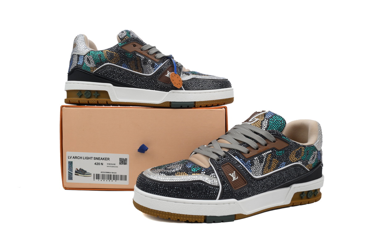 Louis Vuitton Trainer Khaki Camouflage Rhinestone