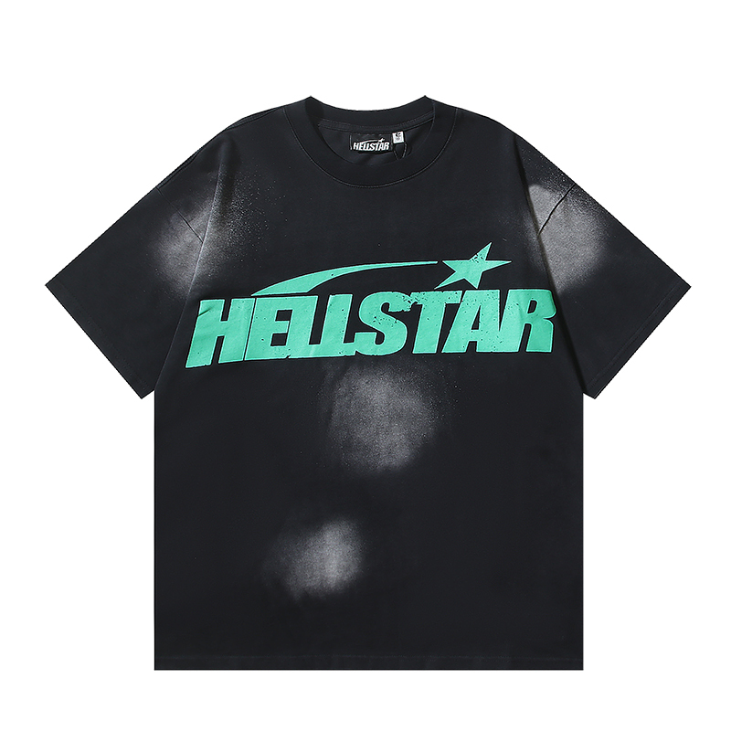 Hellstar Star Gel Sport Logo Washed T-shirt Black Green