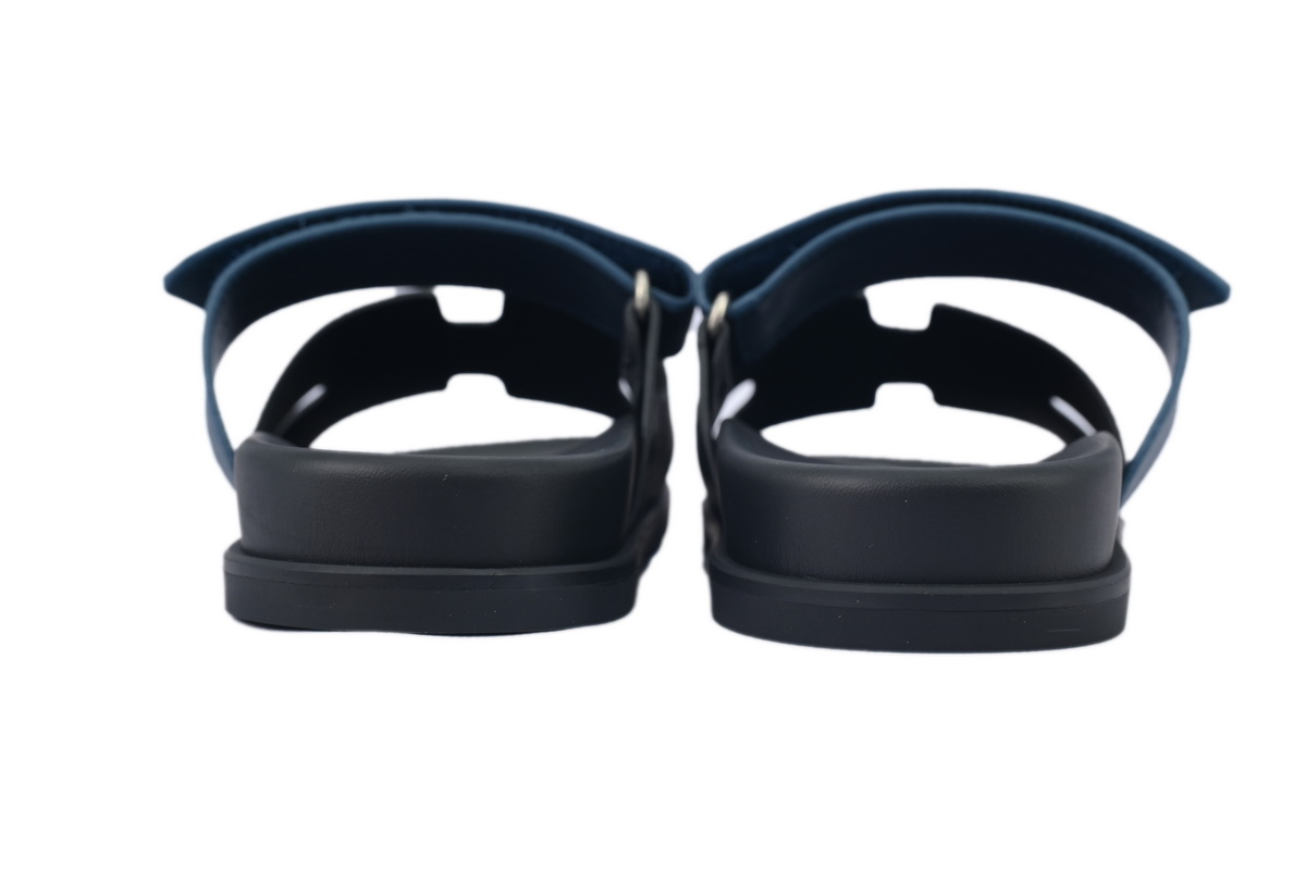 Hermes Calfskin Chypre Sandals Black Blue
