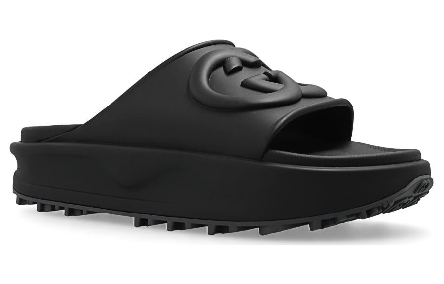 Gucci Interlocking G Slide Sandal Black Rubber