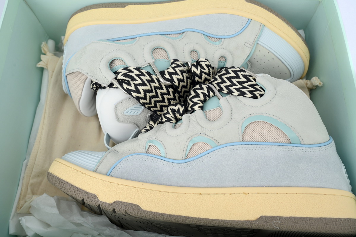 Lanvin Leather Curb Sneaker Pale Blue