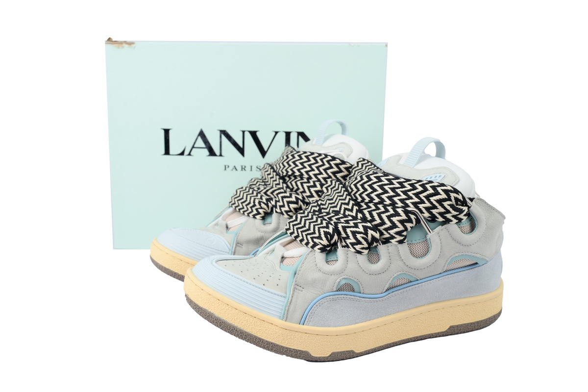 Lanvin Leather Curb Sneaker Pale Blue